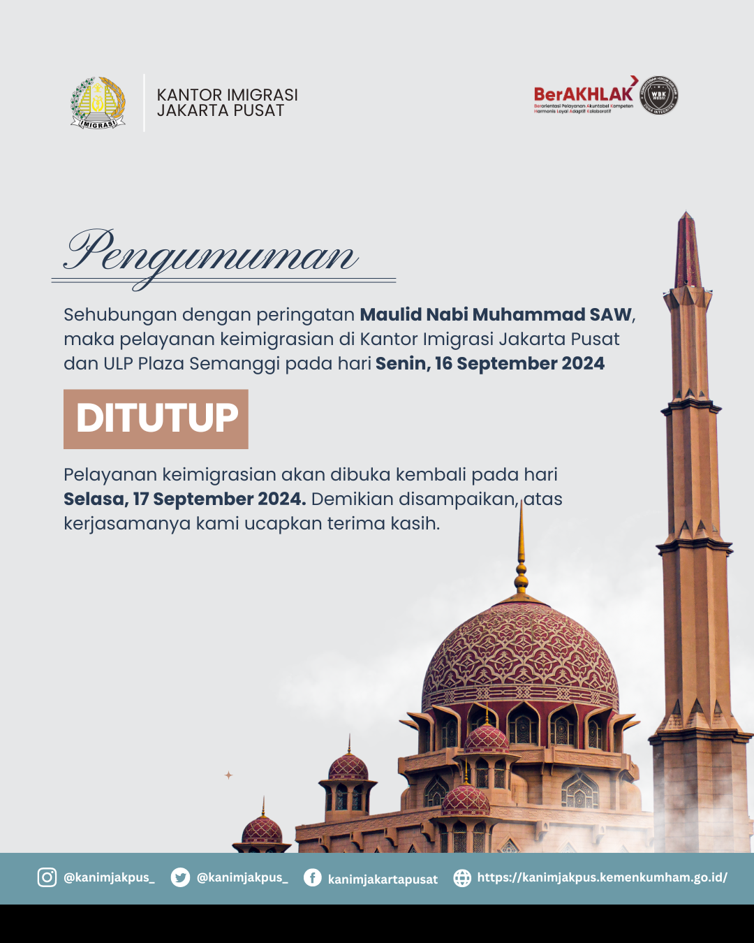Pengumuman Libur Maulid Nabi Muhammad